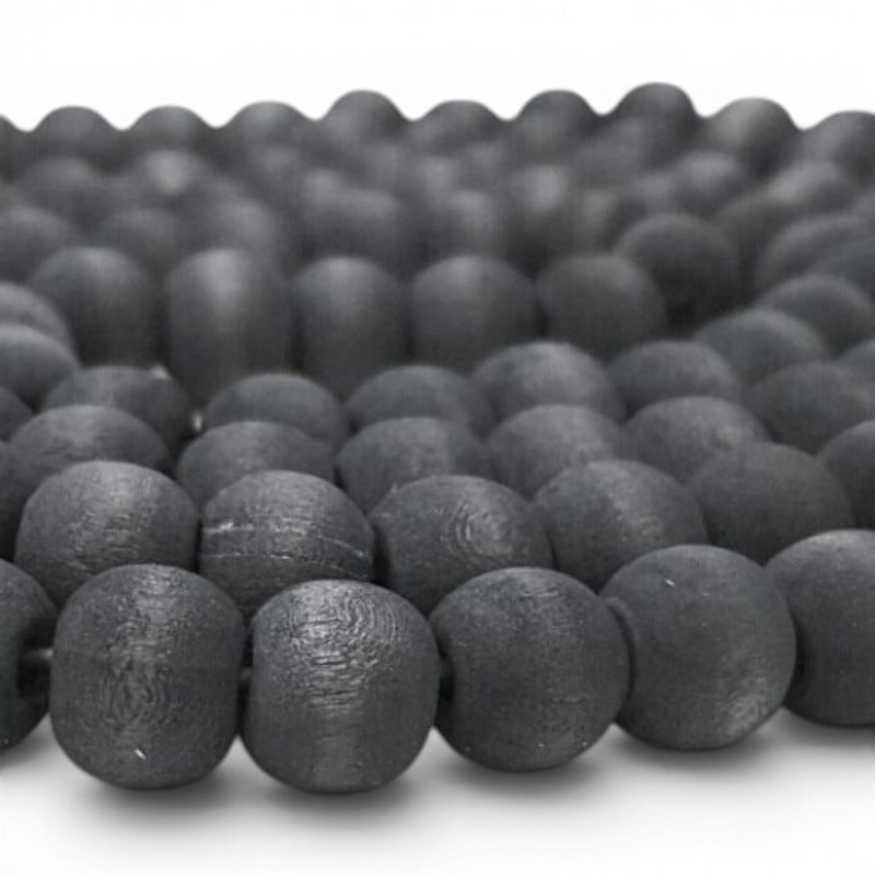 Washed Wooden Beads - Round - 10 mm, Hole 2 mm, Black