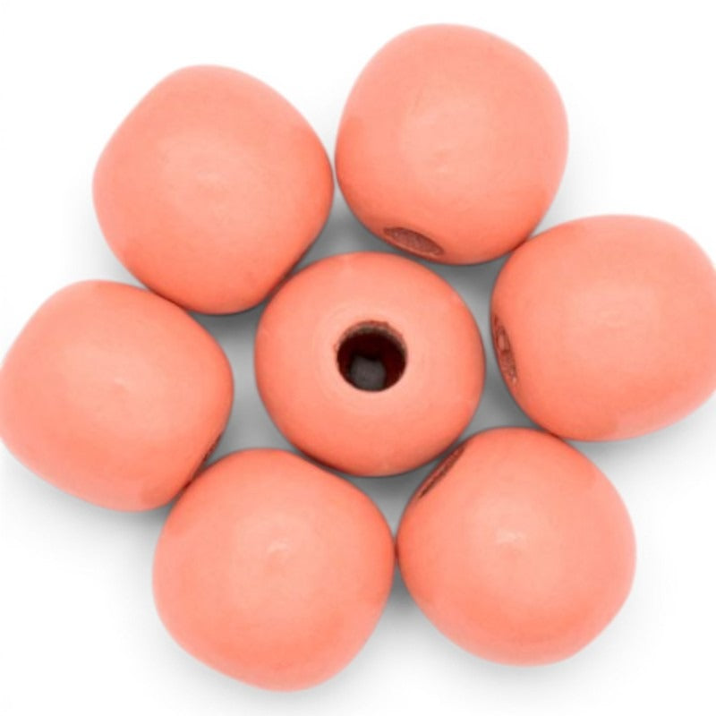 WOOD Painted - ROUND - 22 Mm - HOLE 3 - 4 Mm - Salmon PINK