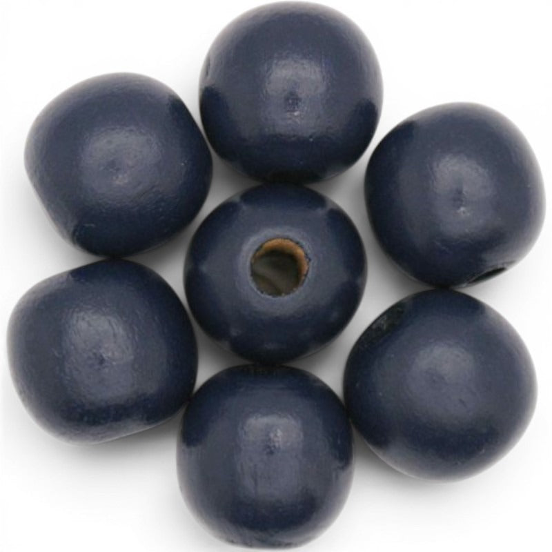WOOD Painted - ROUND - 22 Mm - HOLE 3 - 4 Mm - NAVY