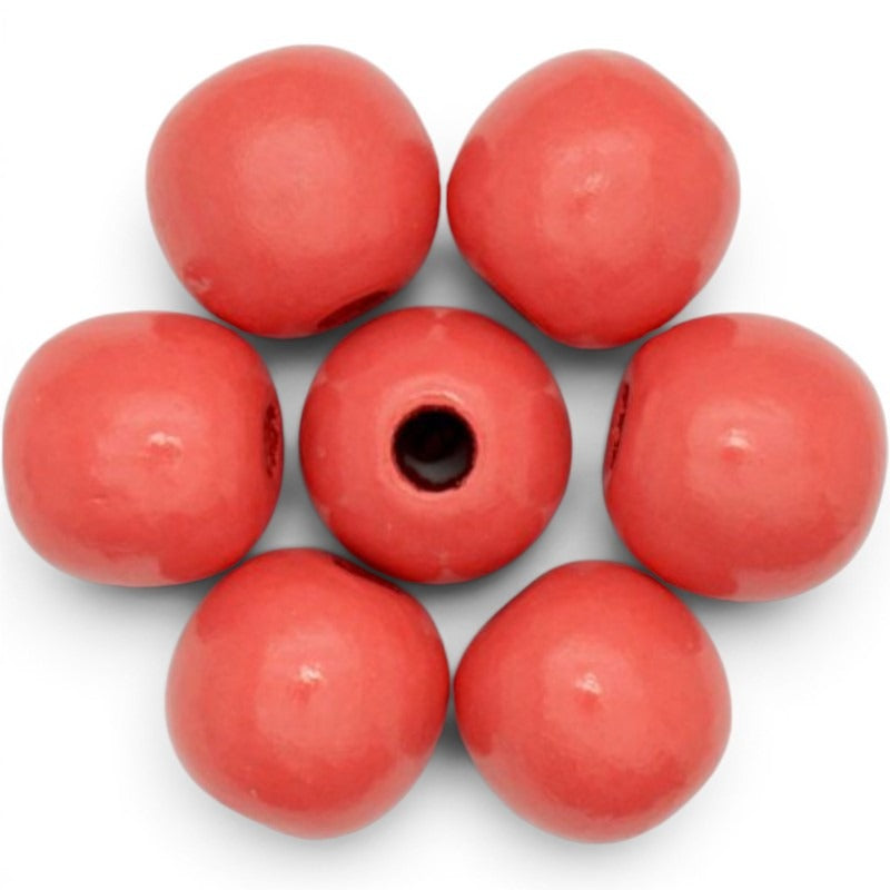 WOOD Painted - ROUND - 22 Mm - HOLE 3 - 4 Mm - CORAL