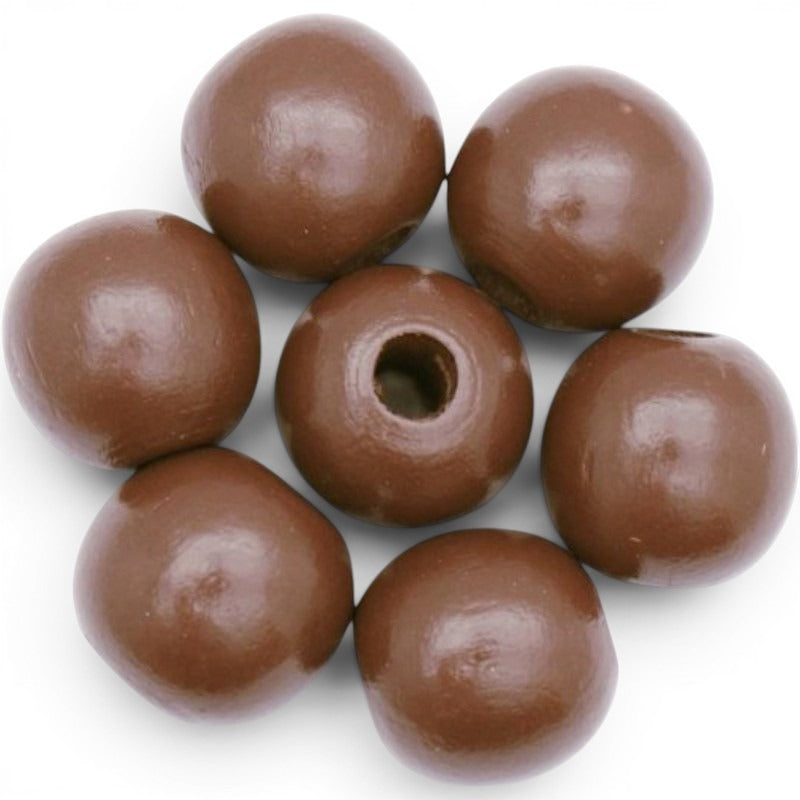 WOOD Painted - ROUND - 22 Mm - HOLE 3 - 4 Mm - CHOC BROWN