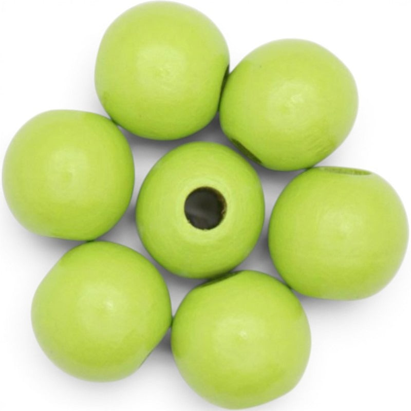 WOOD Painted - ROUND - 25 Mm - HOLE 4 - 5 Mm - LIME