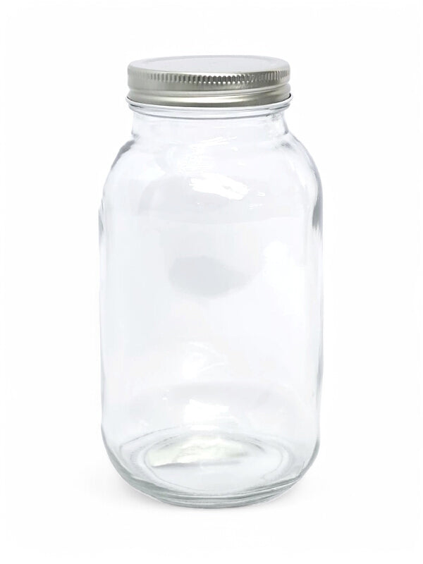 Glass Jar - Metal Silver Lid, ±180×90 mm