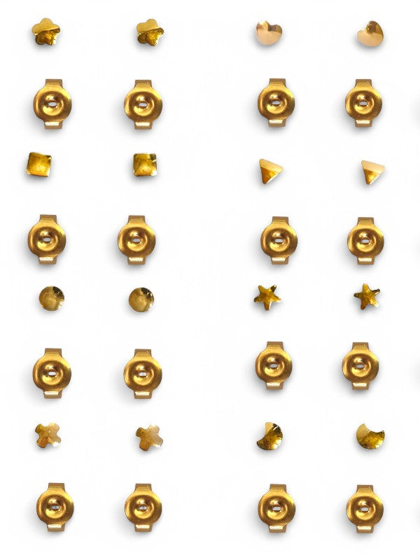 Sterilized Stainless STEEL EAR Piercing STUDS - Regular SIZE - GOLD Plated - Assorted SHAPE