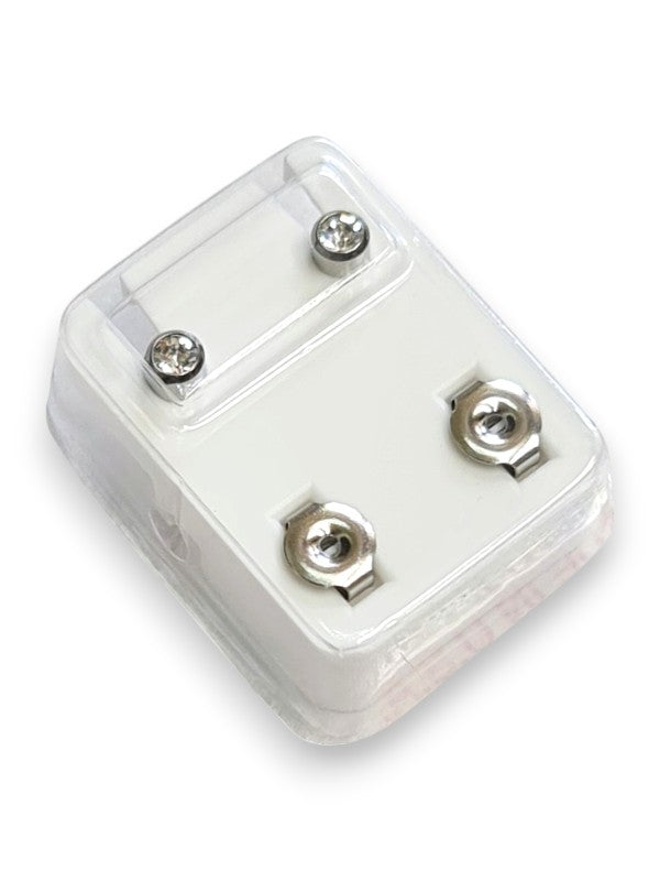 Sterilized Stainless STEEL EAR Piercing STUDS - Regular - APRIL Crystal BEZEL