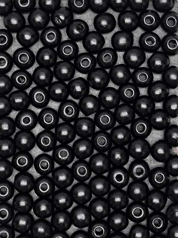 Painted Wooden Beads - 20 mm Black