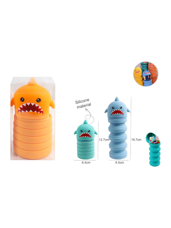 Motarro Silicone Pencil Case - Shark, Orange