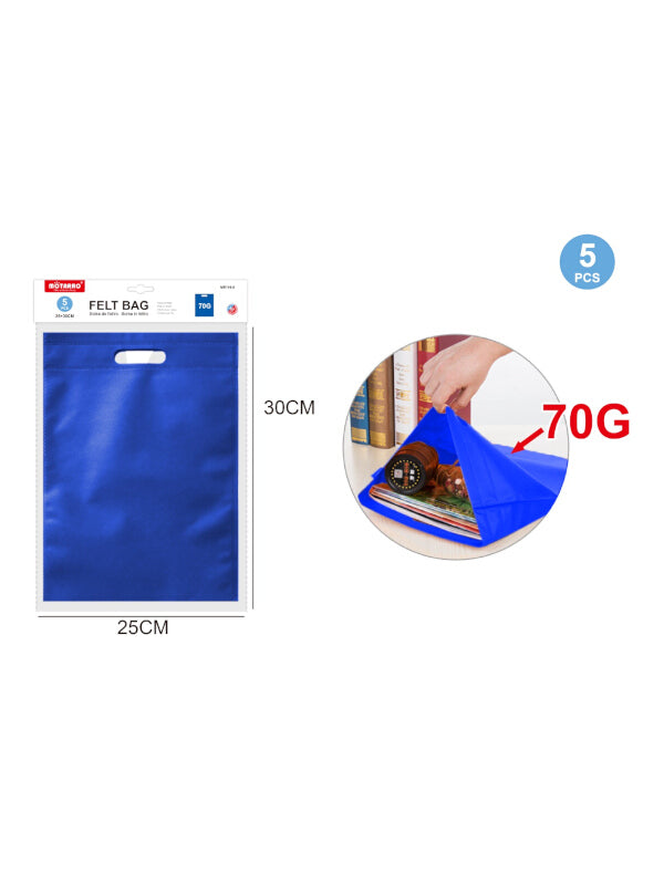 Motarro Felt Bag - Blue, 25x30 cm, 70 g, 5-Piece