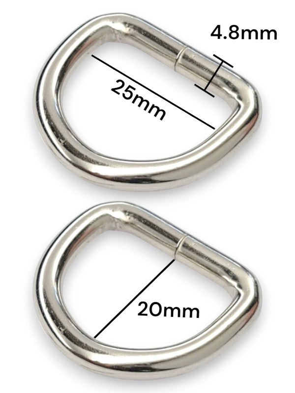 D - Ring - Silver, Inside: Width 25 mm, Height 20 mm, Thickness 4.8 mm, ±20-Piece