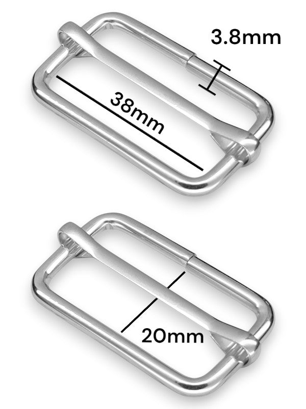 Slider - Silver, Inside: Width 38 mm, Height 20 mm, Thickness 3.8 mm, ±50-Piece
