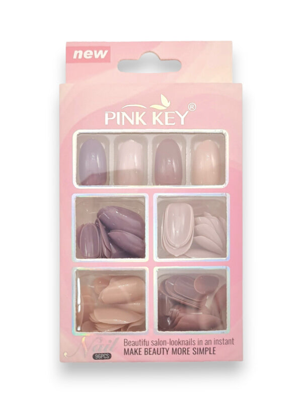 Pink Key Nails - 96-Piece