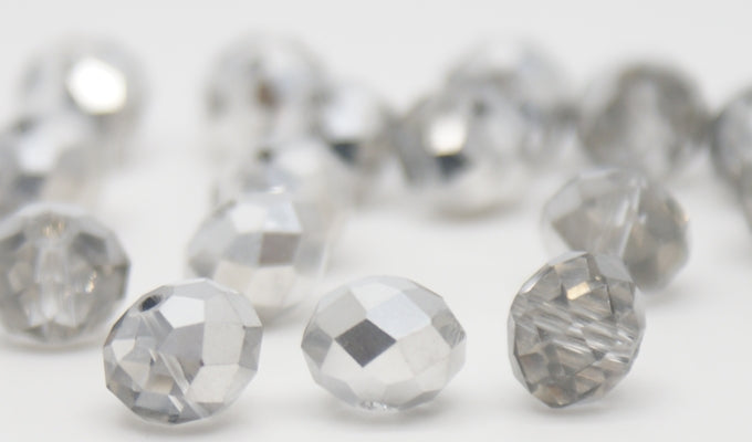 Glass Crystal Rondelle Half Coated Metallic Transparent Faceted 3x4 mm (hole 1.0 mm)