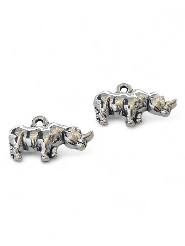 Metal Charm - Rhino ±13×20 mm ±40-Piece (image On 1 Side Only)