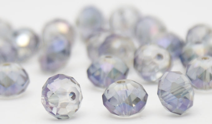 Glass Crystal Rondelle AB Transparent Faceted 3x4 mm (hole 1.0 mm)