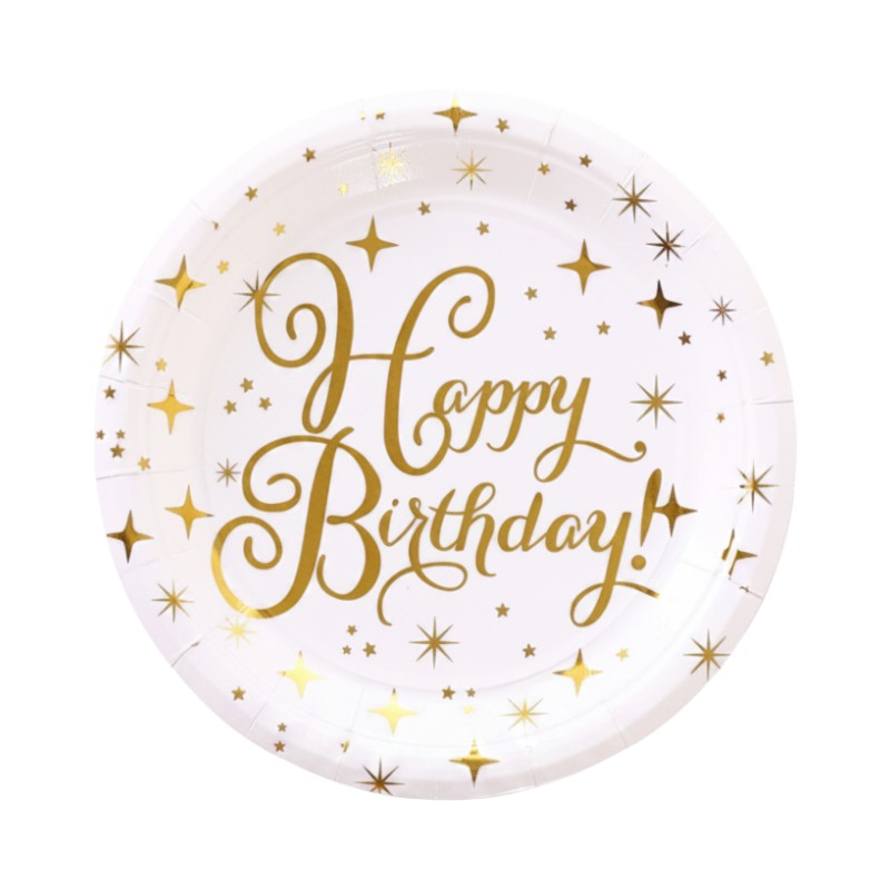 PARTY Plates - HAPPY Birthday - 18.5 Cm - Gold
