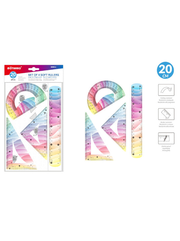 Motarro Soft Ruler - 20 cm, 4-Piece