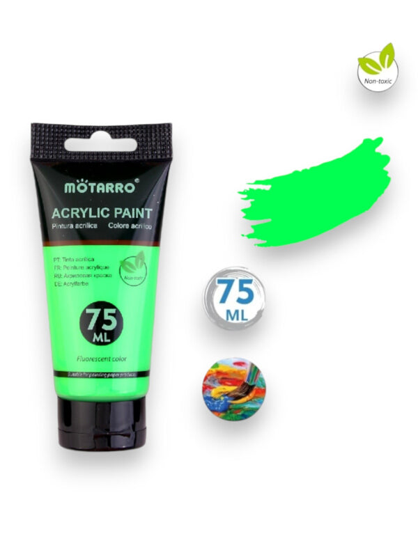 Motarro Acrylic Paint - Fluorescent, Green, 75 ml