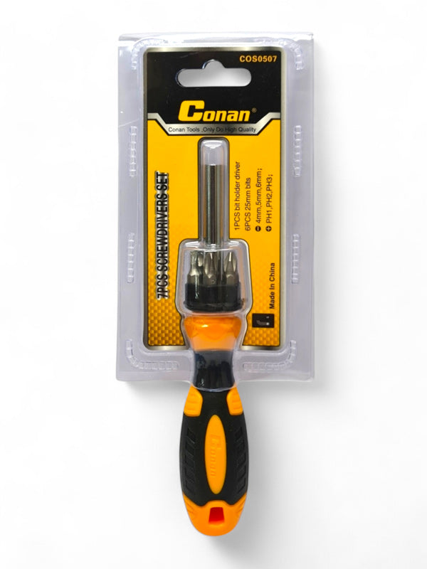 Conan Screwdrivers Set - 1 Piece Bit Holder Driver And 6 Piece 25 mm Bits