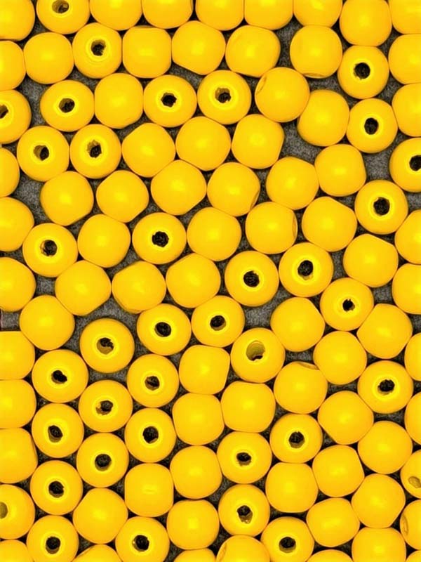 Painted Wooden Beads - 20 mm Yellow