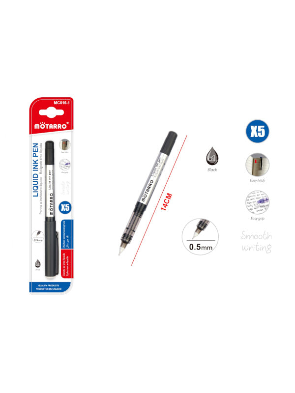 Motarro Liquid Ink Pen - Black, 0.5 mm