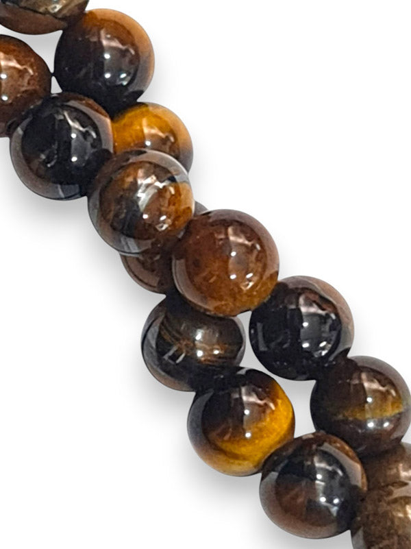 Semi - Precious Stone Beads - Tiger Eye, 8 mm, ±48-Piece, Ab+