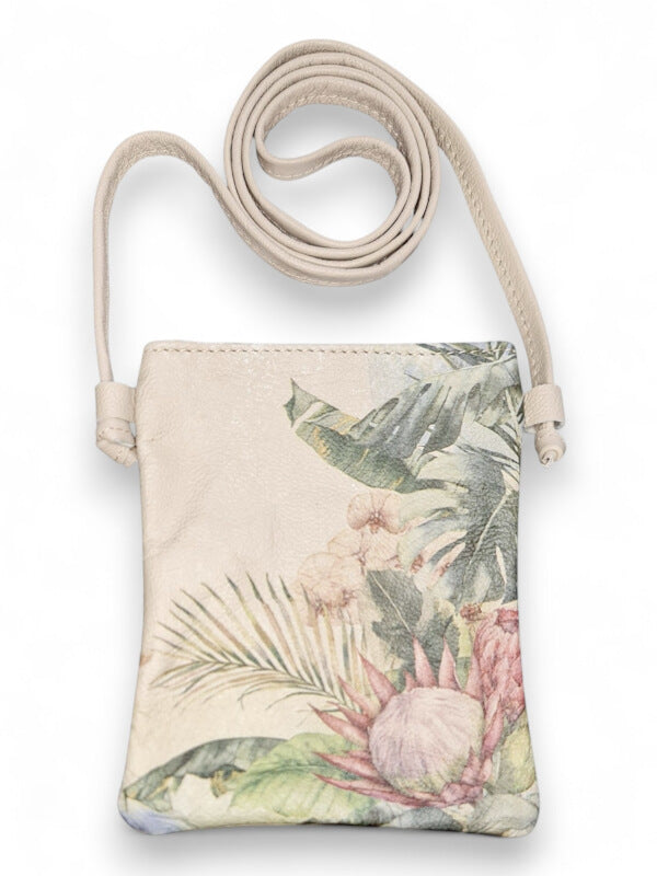 Leather Protea SLING BAG - Protea WITH Leaves - ±19.5×15.5×1 Cm