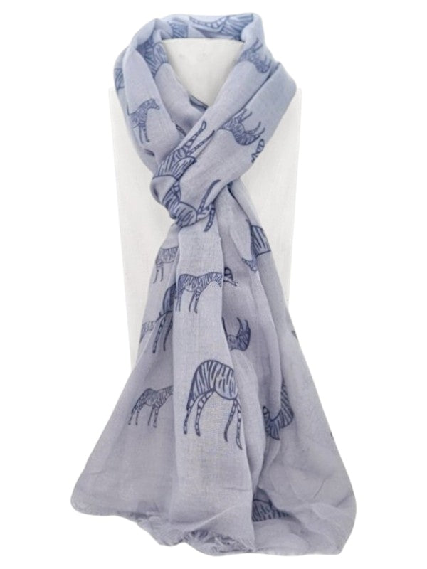 Scarf - Zebras, Grey, ±160×45 cm