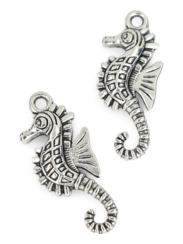 Metal Charm - Seahorse ±29×12 mm ±40-Piece (image On 1 Side Only)