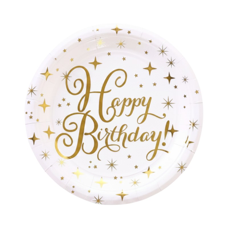 PARTY Plates - HAPPY Birthday - 23 Cm - Gold
