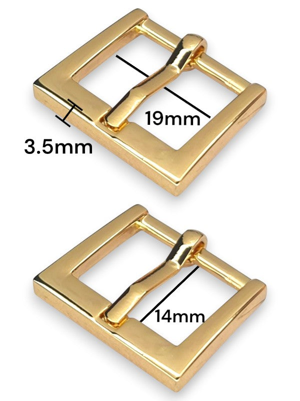 Buckle - Gold, Inside: Width 19 mm, Height 14 mm, Thickness 3.5 mm, ±5-Piece