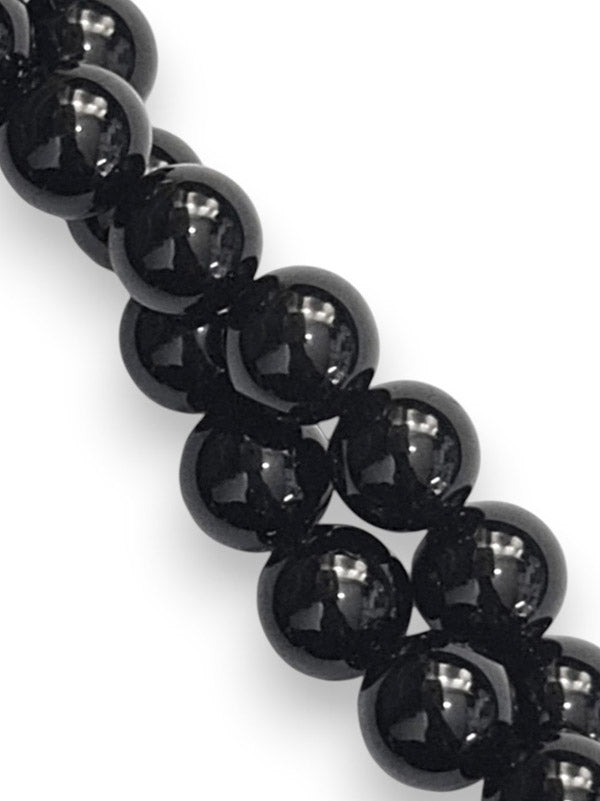 Semi - Precious Stone Beads - Black Agate, 8 mm, ±48-Piece