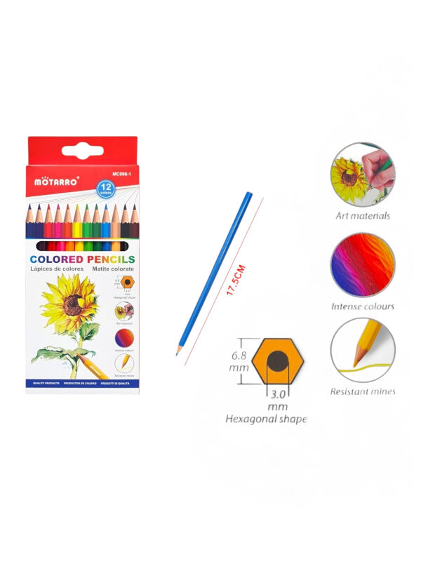 Motarro Colour Pencils - 12 Colours