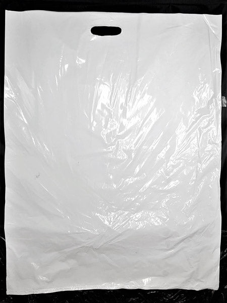 White Plastic Bags - Size 500x650 mm, 50 Micron, Handle Punch