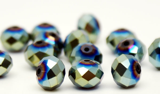 Glass Crystal Rondelle Metallic Faceted 3x4 mm (hole 1.0 mm)