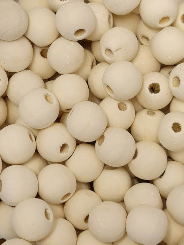 Wooden Beads - Round - 18 mm, Hole 4 - 5 mm, Unvarnished ±605-Piece 1 kg