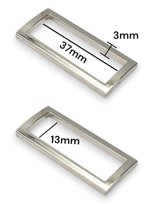 Square Ring - Silver, Inside: Width 37 mm, Height 13 mm, Thickness 3 mm, ±10-Piece