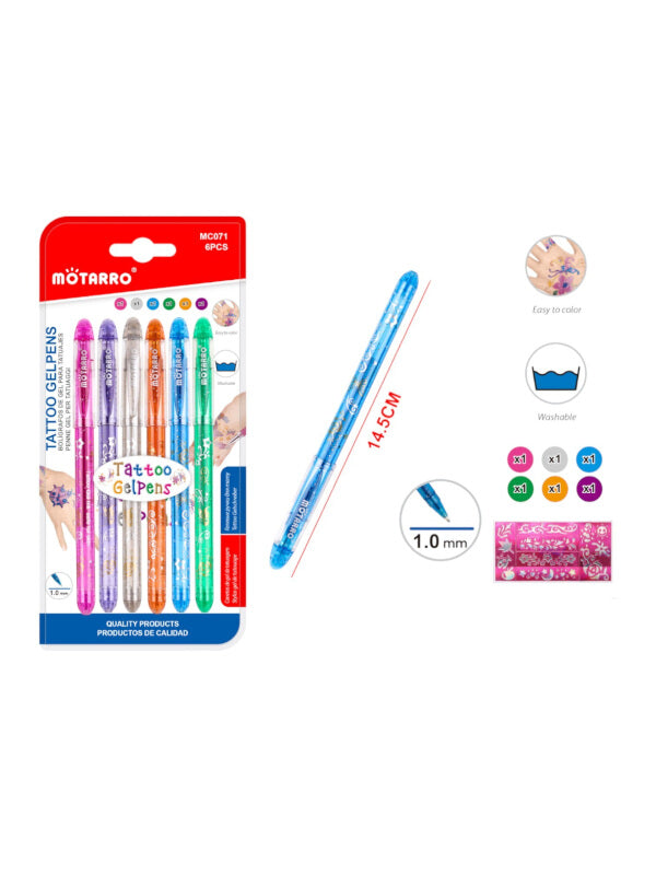 Motarro Tattoo Gel Pens - 6-Piece