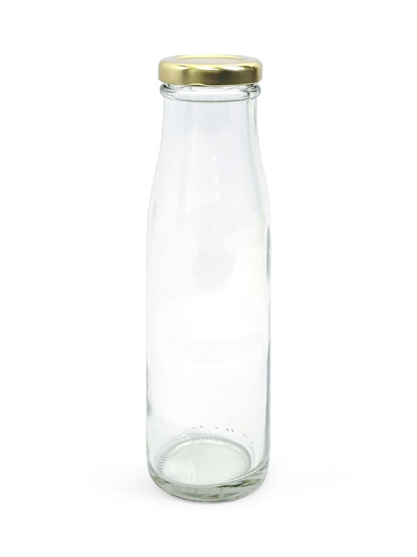 Glass Jar - Metal Gold Lid, Bottle, 250 ml, ±80×50 mm