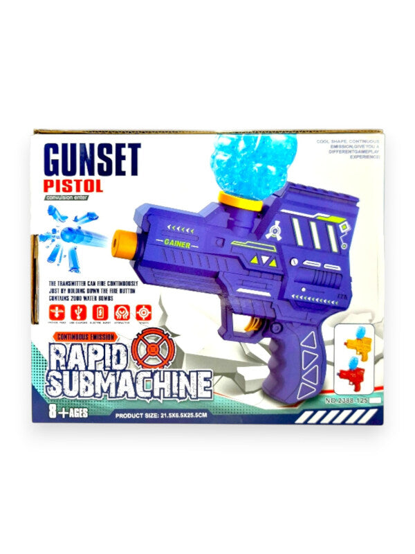 Rapid Submachine Pistol Gun Set - With Gel Pistol Balls, Blue Gun