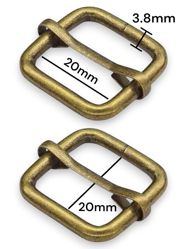 Slider - Antique Brass, Inside: Width 20 mm, Height 20 mm, Thickness 3.8 mm, ±20-Piece