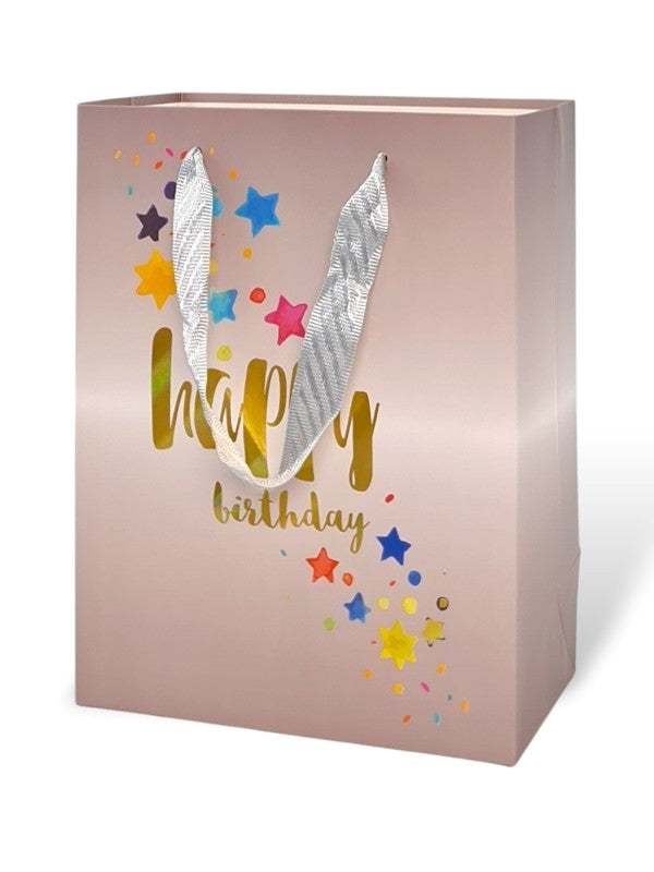 GIFT BAG - HAPPY Birthday - GREY - ±23×18×10 Cm