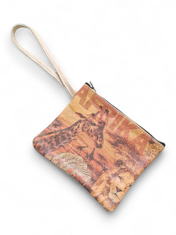 Leather PURSE WITH SLING - Animals - ±16×19×1 Cm