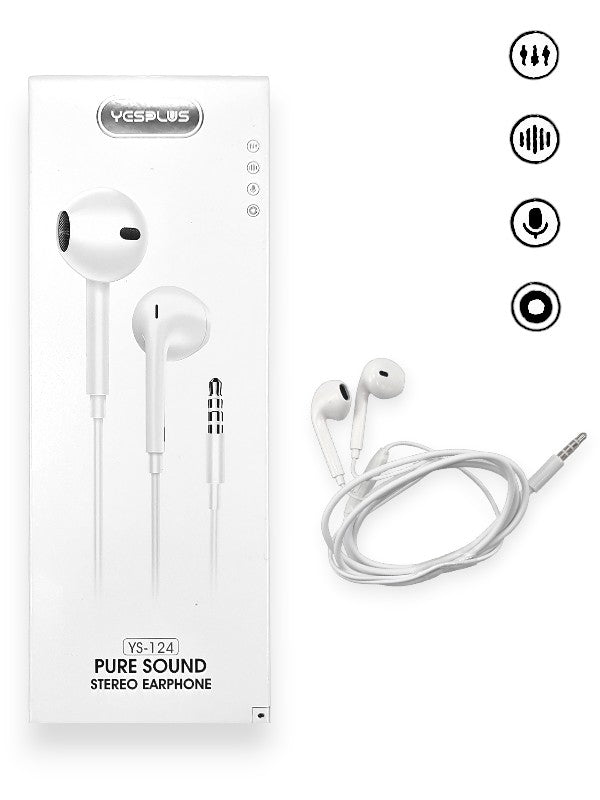 Yesplus Ys - 124 - Earphone, Rubber Material, White