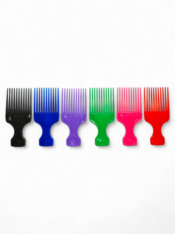 Super Afro Comb - Assorted×2 Of Each Colour, ±15×6.5 cm 12-Piece