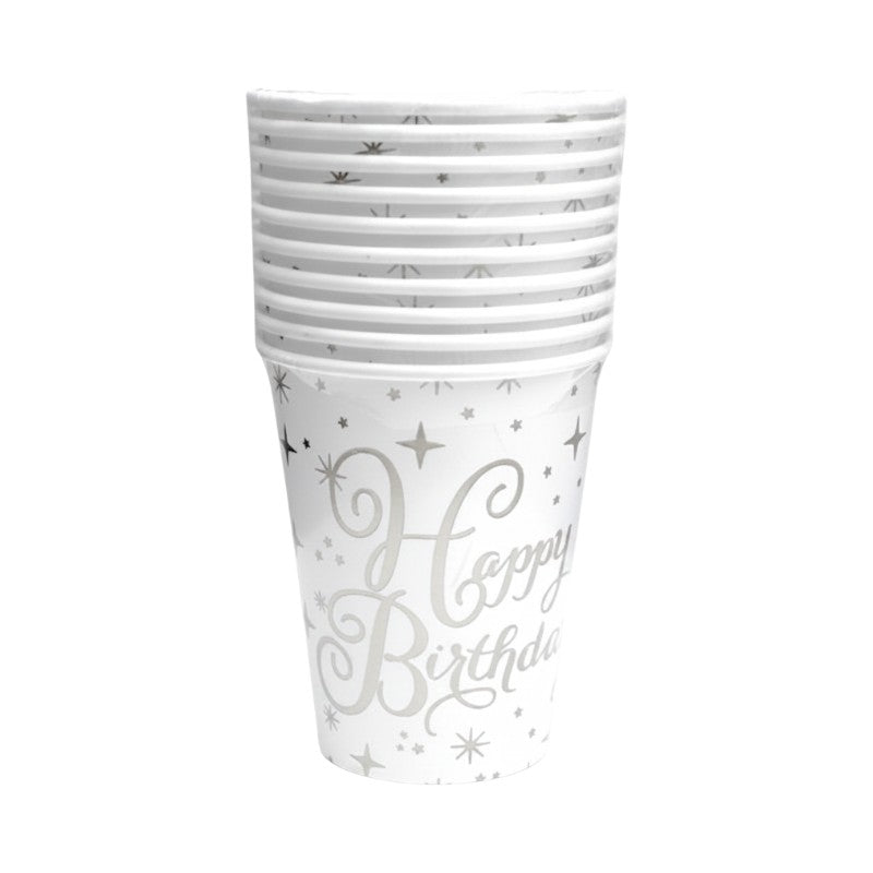 PARTY CUPS - HAPPY Birthday - White
