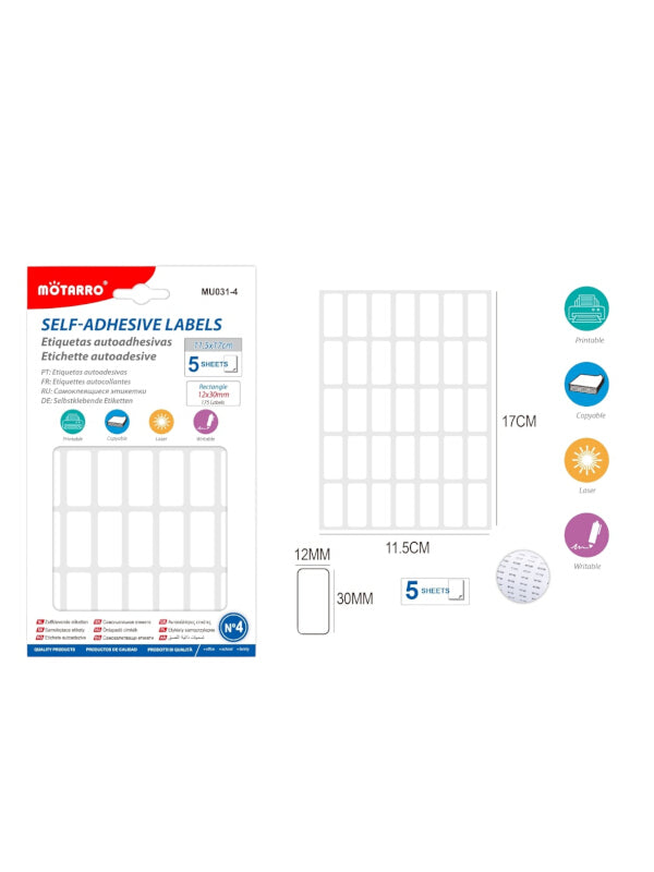 Motarro Adhesive Labels - 5 Sheets