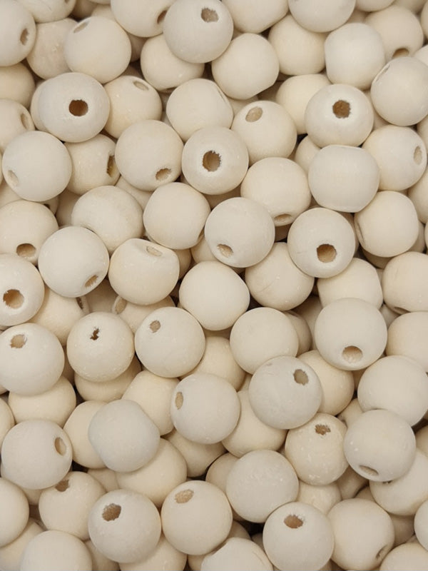 Wooden Beads - Round - 12 mm, Hole 3 - 4 mm, Unvarnished ±1955-Piece 1 kg