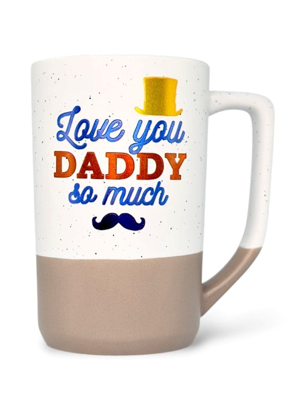 Ceramic MUG - LOVE YOU DADDY SO MUCH - Mustache - Height 134 Mm