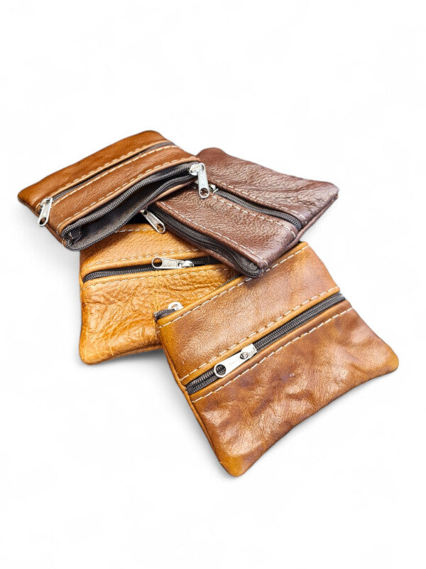 Leather SMALL Wallet - TAN - ±10×8 Cm