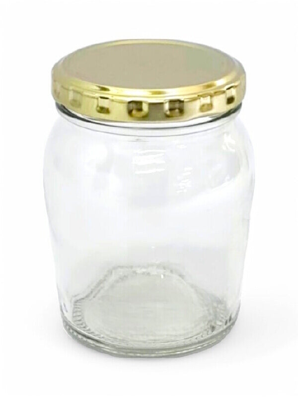 Glass Jar - Metal Gold Lid, 230 ml, ±85×60 mm